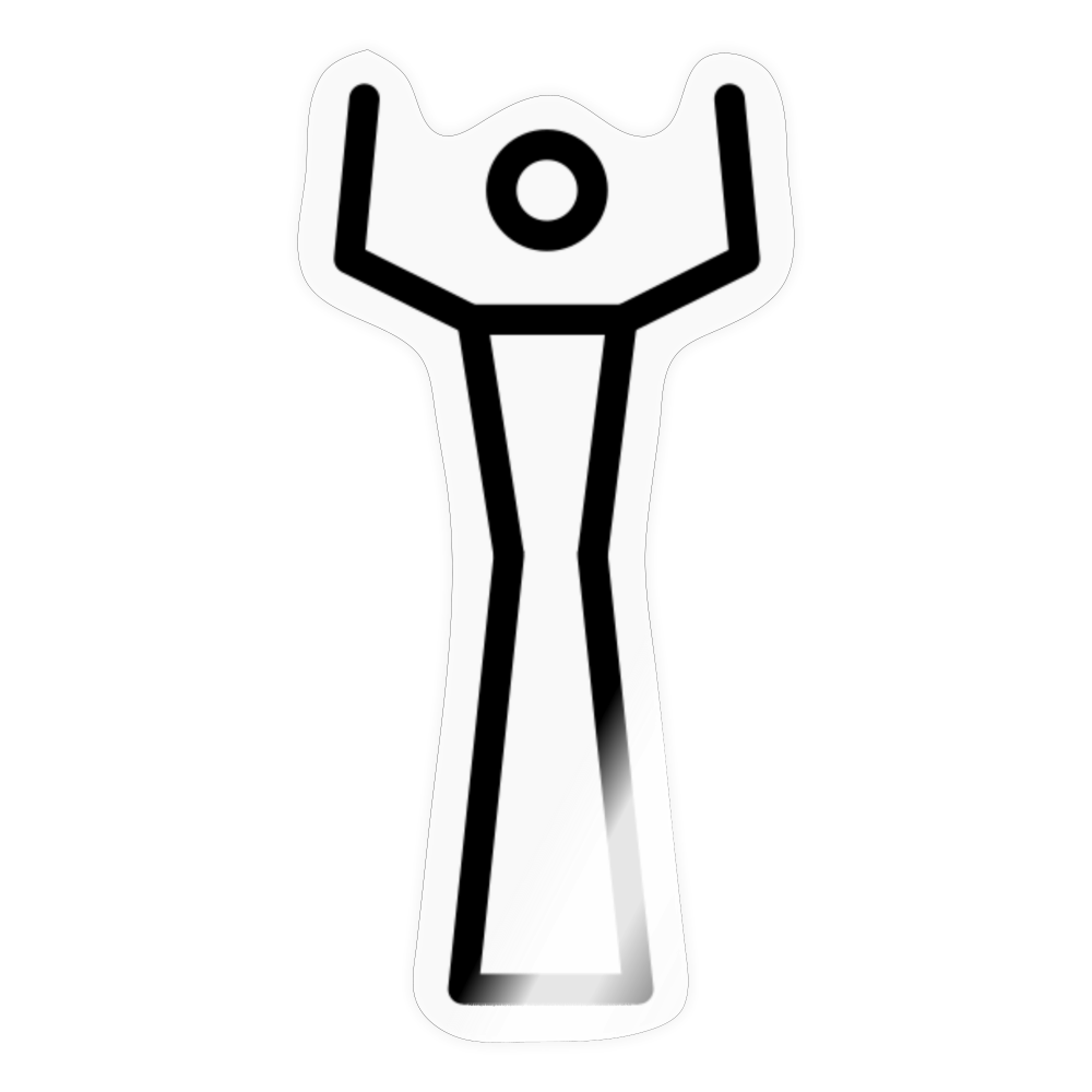Stick Figure with Dress and Arms Raised Moji Sticker - Emoji.Express - transparent glossy
