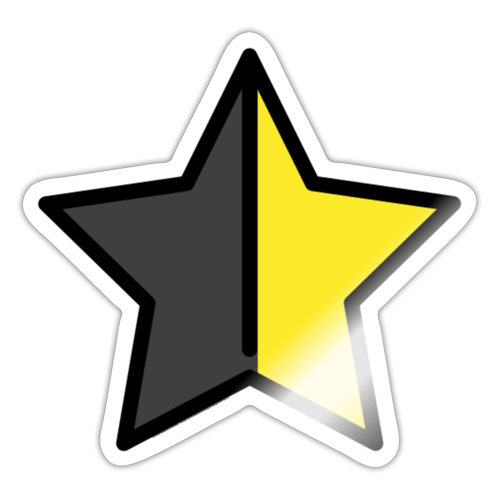 Star with Left Half Black Moji Sticker - Emoji.Express - white glossy
