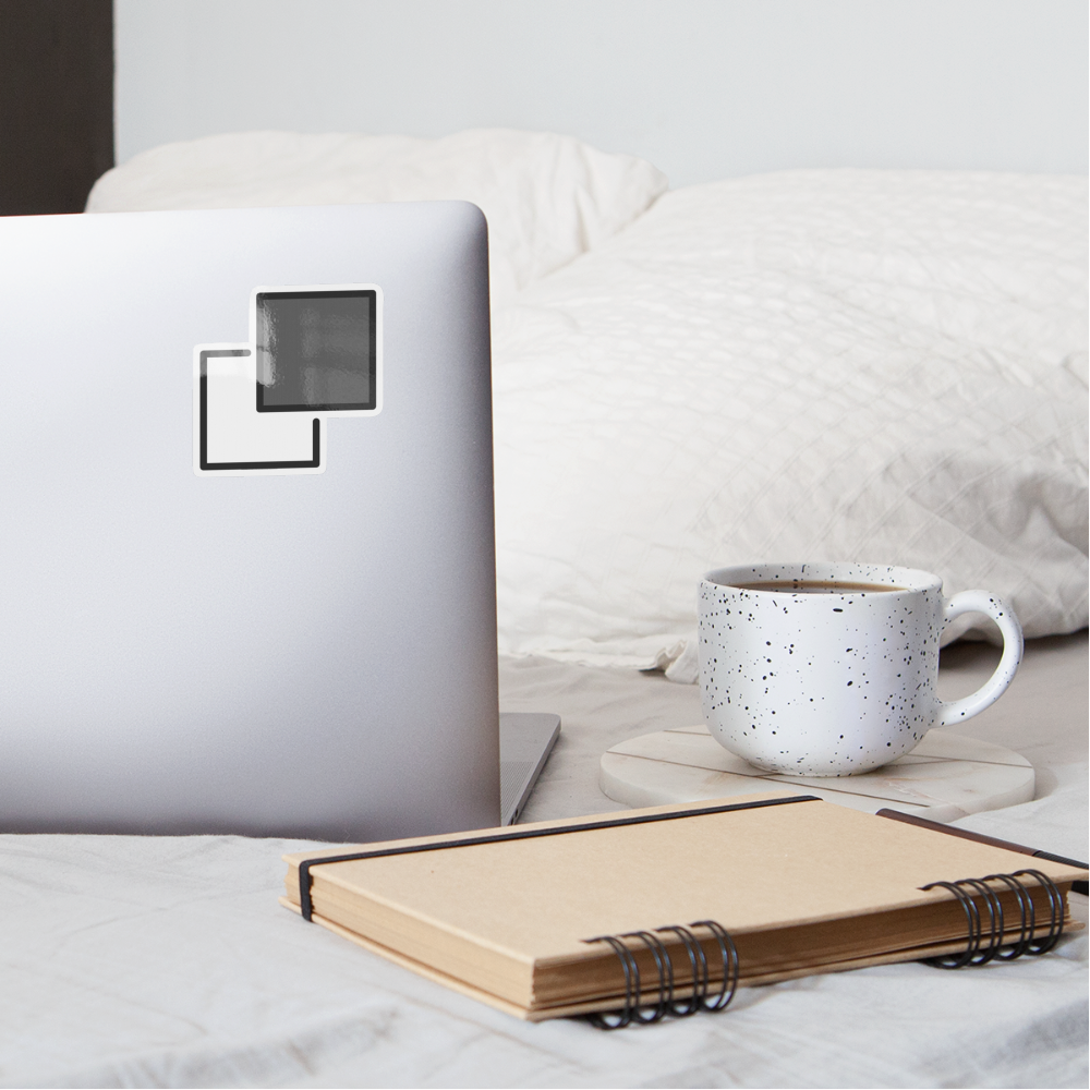 Overlapping White and Black Squares Moji Sticker - Emoji.Express - white glossy