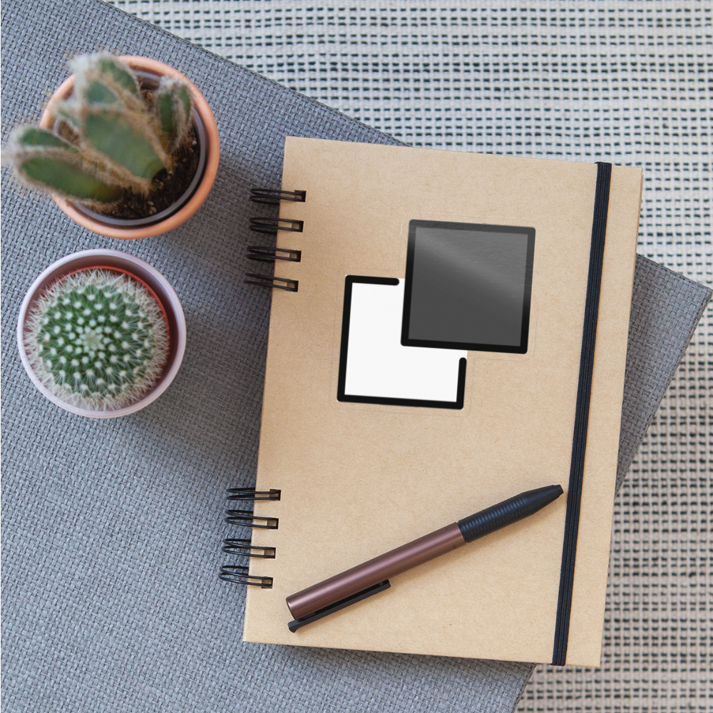 Overlapping White and Black Squares Moji Sticker - Emoji.Express - transparent glossy