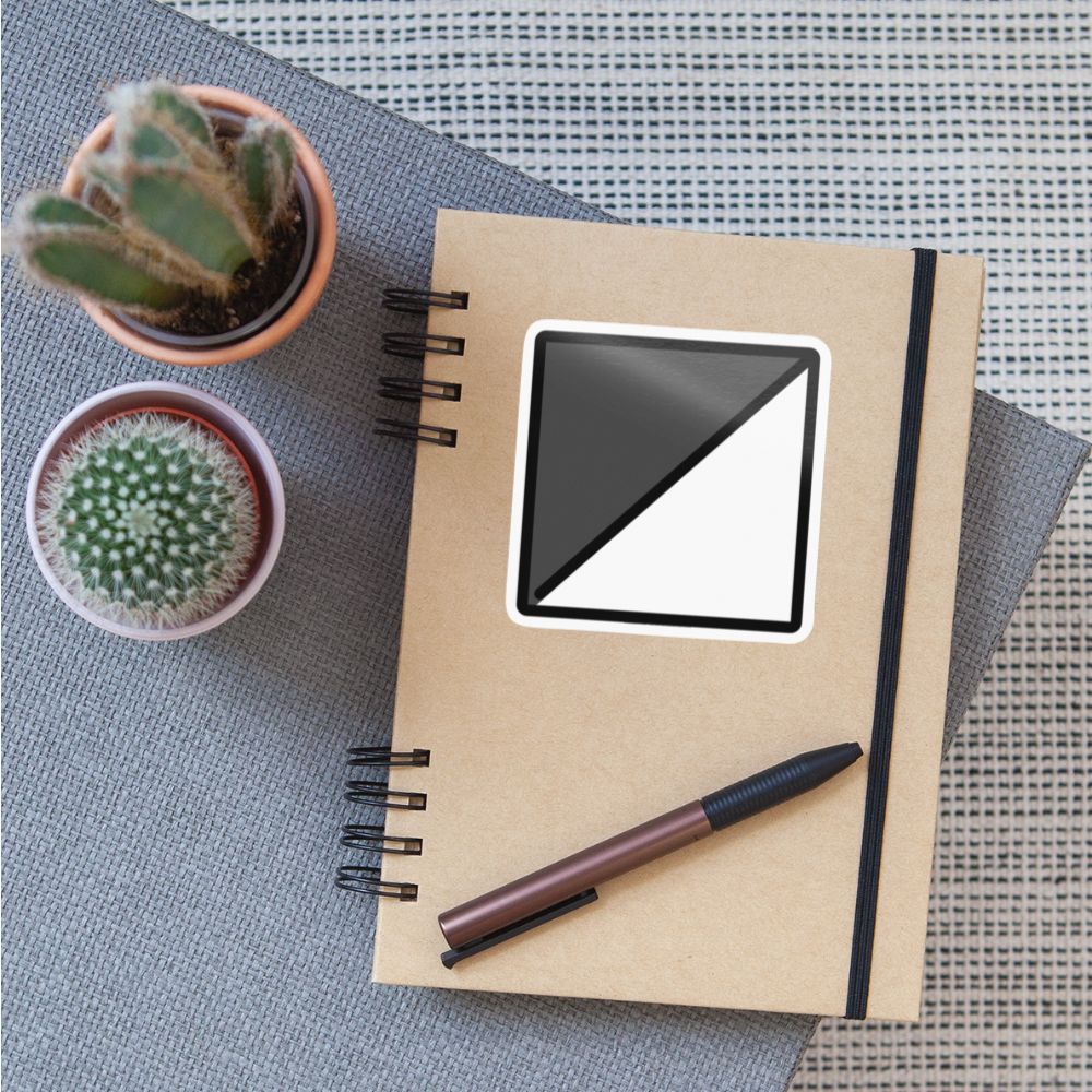 Square with Upper Left Diagonal Black Moji Sticker - Emoji.Express - white glossy