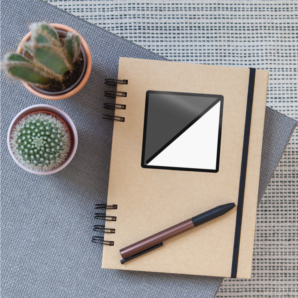 Square with Upper Left Diagonal Black Moji Sticker - Emoji.Express - transparent glossy