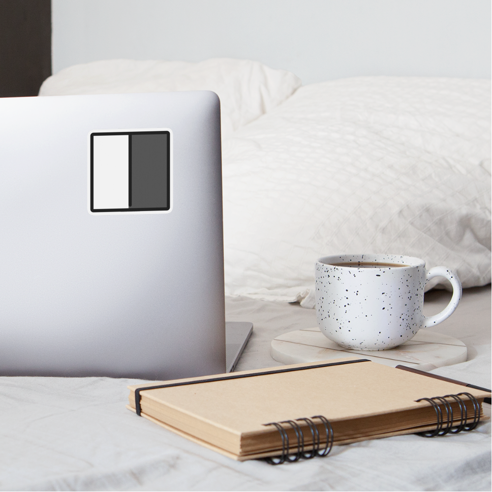 Square with Right Half Black Moji Sticker - Emoji.Express - white matte