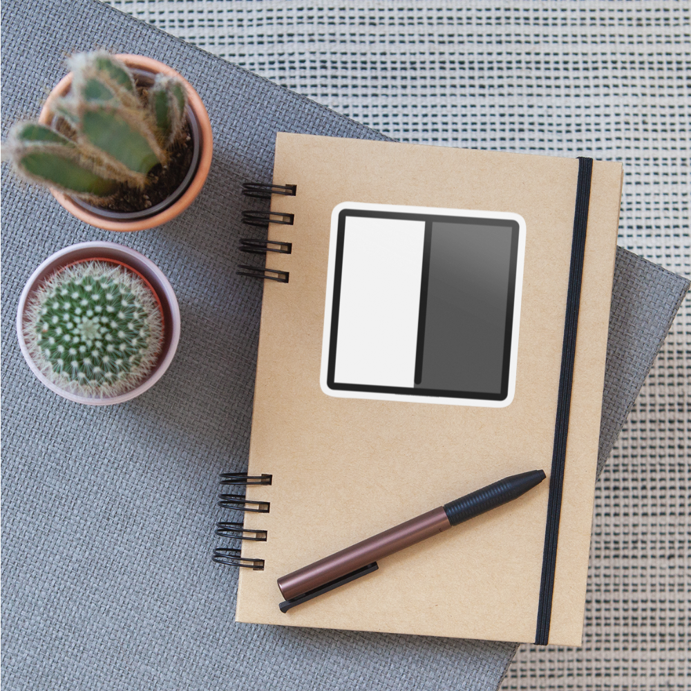 Square with Right Half Black Moji Sticker - Emoji.Express - white matte