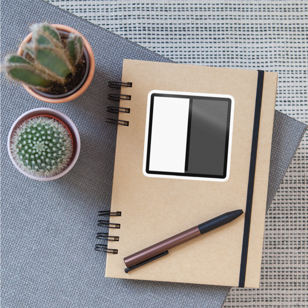 Square with Right Half Black Moji Sticker - Emoji.Express - white glossy
