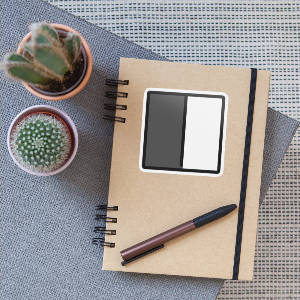 Square with Left Half Black Moji Sticker - Emoji.Express - white matte