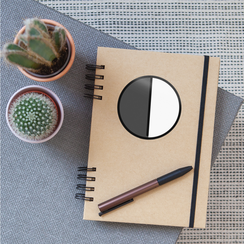 Circle with Left Half Black Moji Sticker - Emoji.Express - transparent glossy