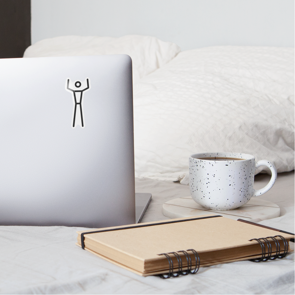 Stick Figure with Arms Raised Moji Sticker - Emoji.Express - white glossy
