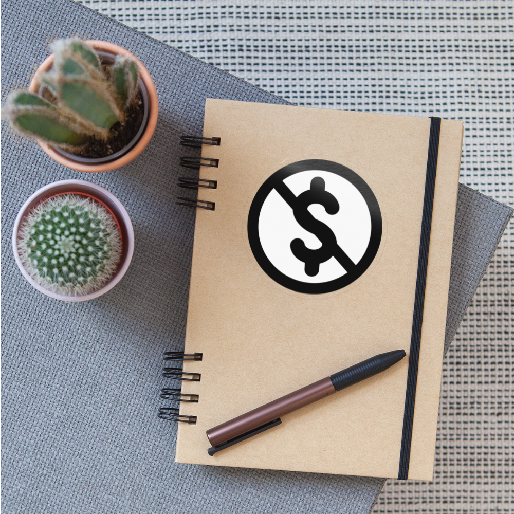 Circled Dollar Sign with Overlaid Backslash Moji Sticker - Emoji.Express - transparent glossy