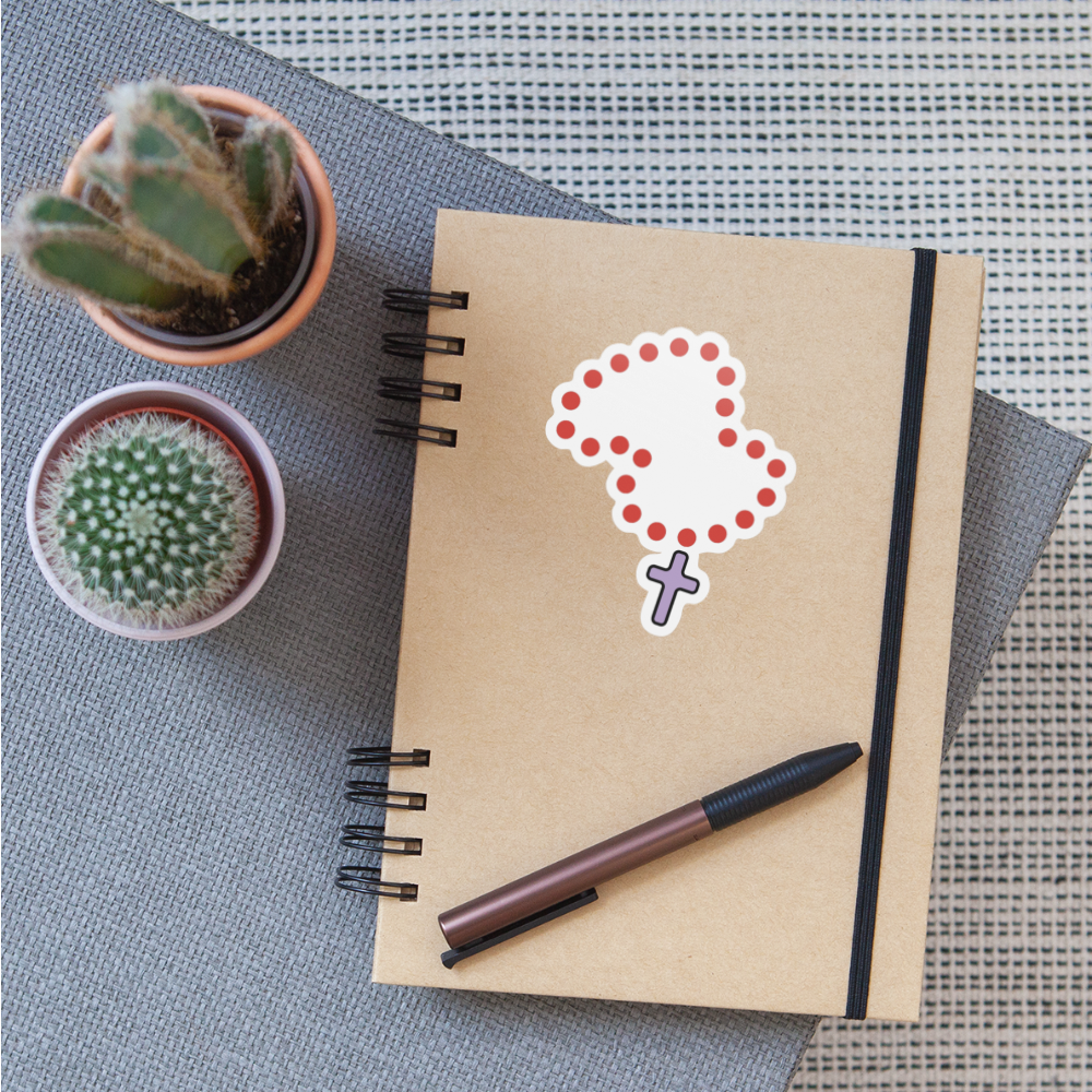 Emoji Expression: Prayer Beads with Cross Moji Sticker - Emoji.Express - white matte