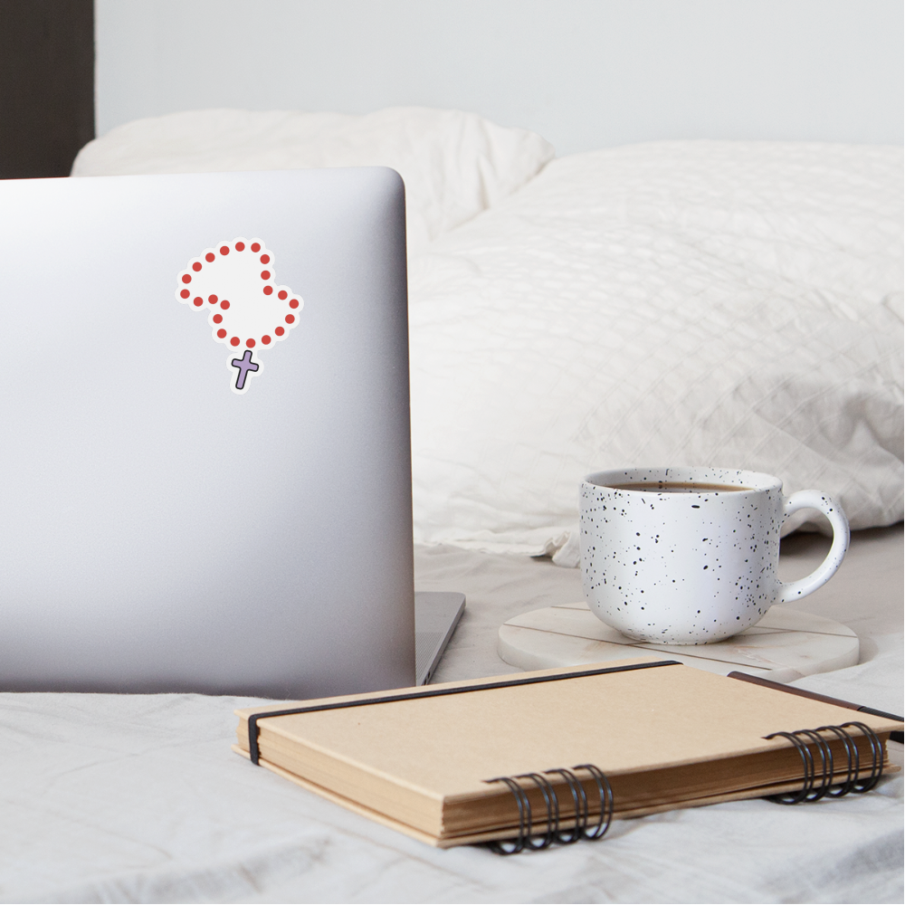 Emoji Expression: Prayer Beads with Cross Moji Sticker - Emoji.Express - white matte