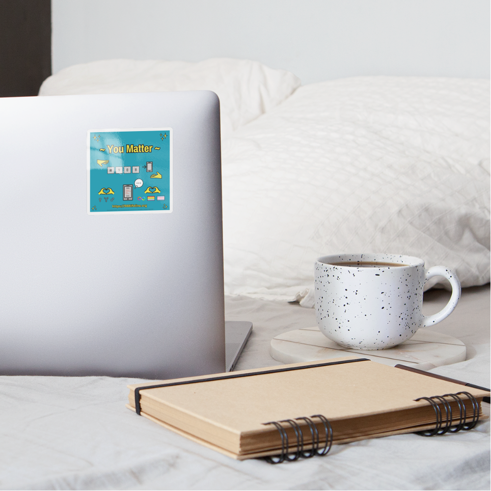 Emoji Expression: ~ You Matter ~ #988 LGBTQIA+ND Moji Sticker (Teal) - Emoji.Express - white glossy
