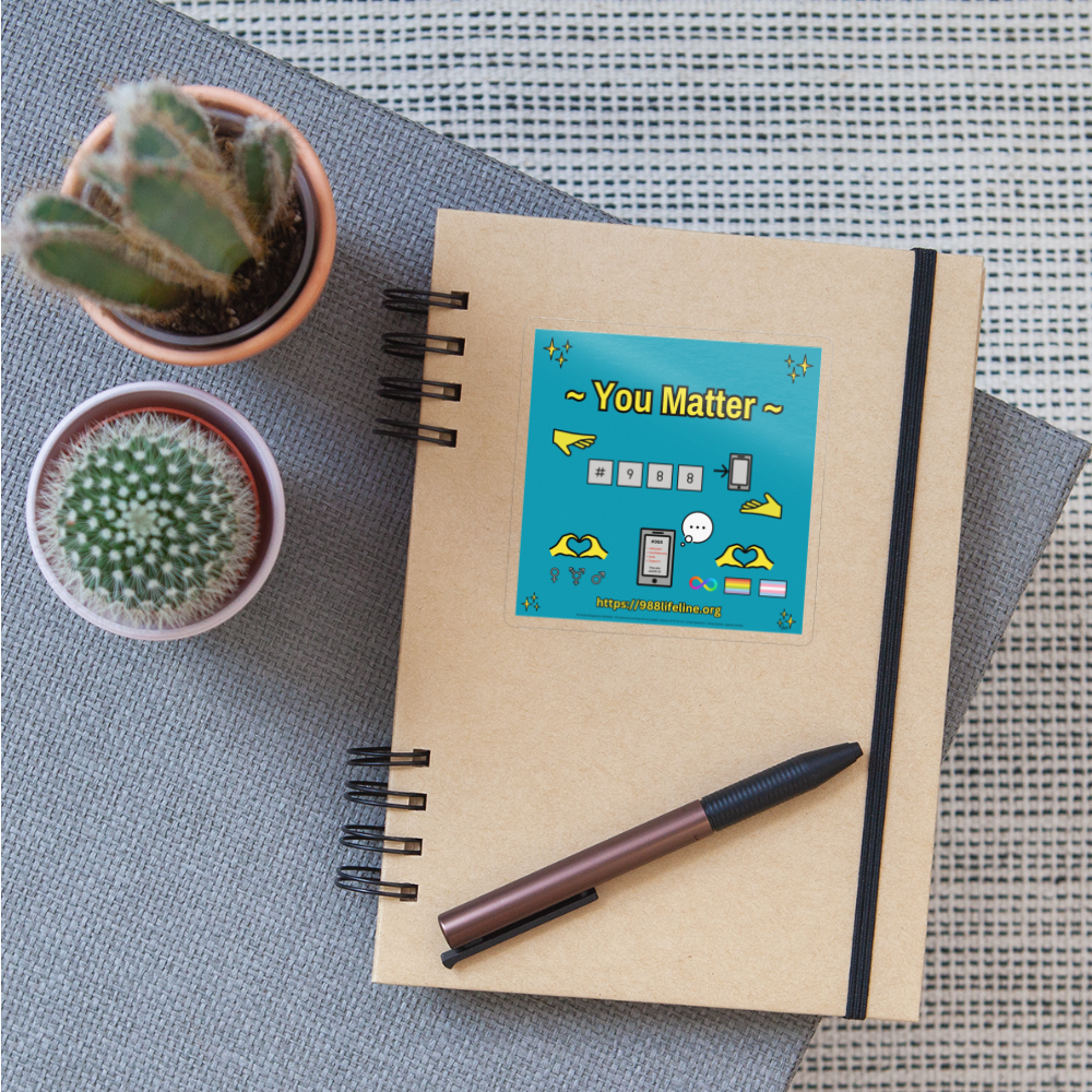 Emoji Expression: ~ You Matter ~ #988 LGBTQIA+ND Moji Sticker (Teal) - Emoji.Express - transparent glossy