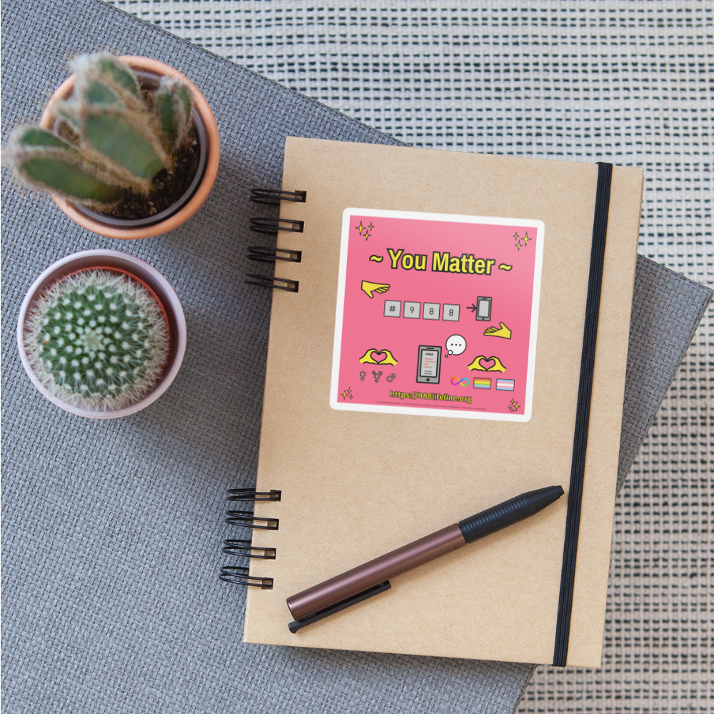 Emoji Expression: ~ You Matter ~ #988 LGBTQIA+ND Moji Sticker (Pink) - Emoji.Express - white matte