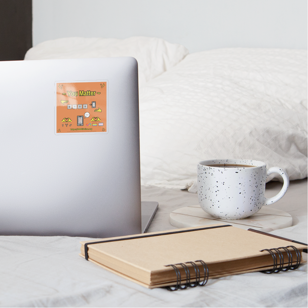 Emoji Expression: ~ You Matter ~ #988 LGBTQIA+ND Moji Sticker (Orange) - Emoji.Express - transparent glossy