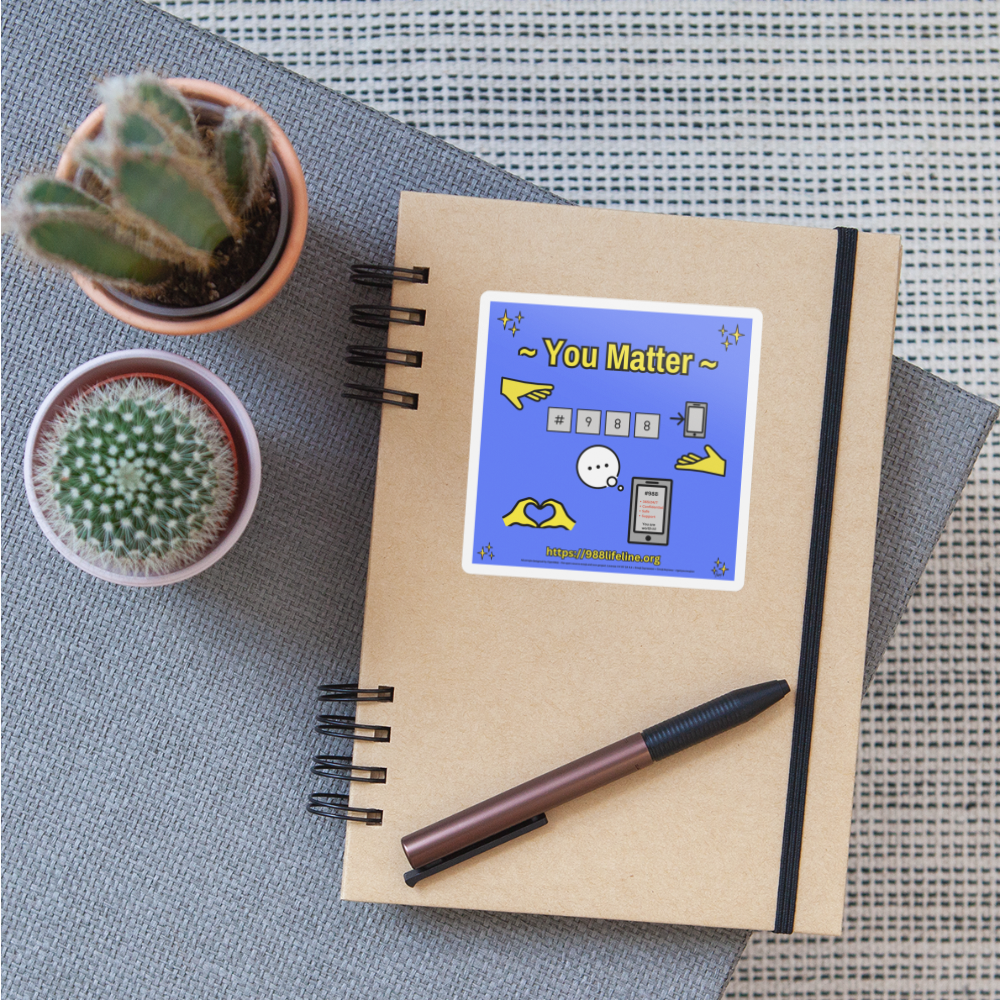Emoji Expression: ~ You Matter ~ #988 Heart Hands Moji Sticker (Blue) - Emoji.Express - white matte