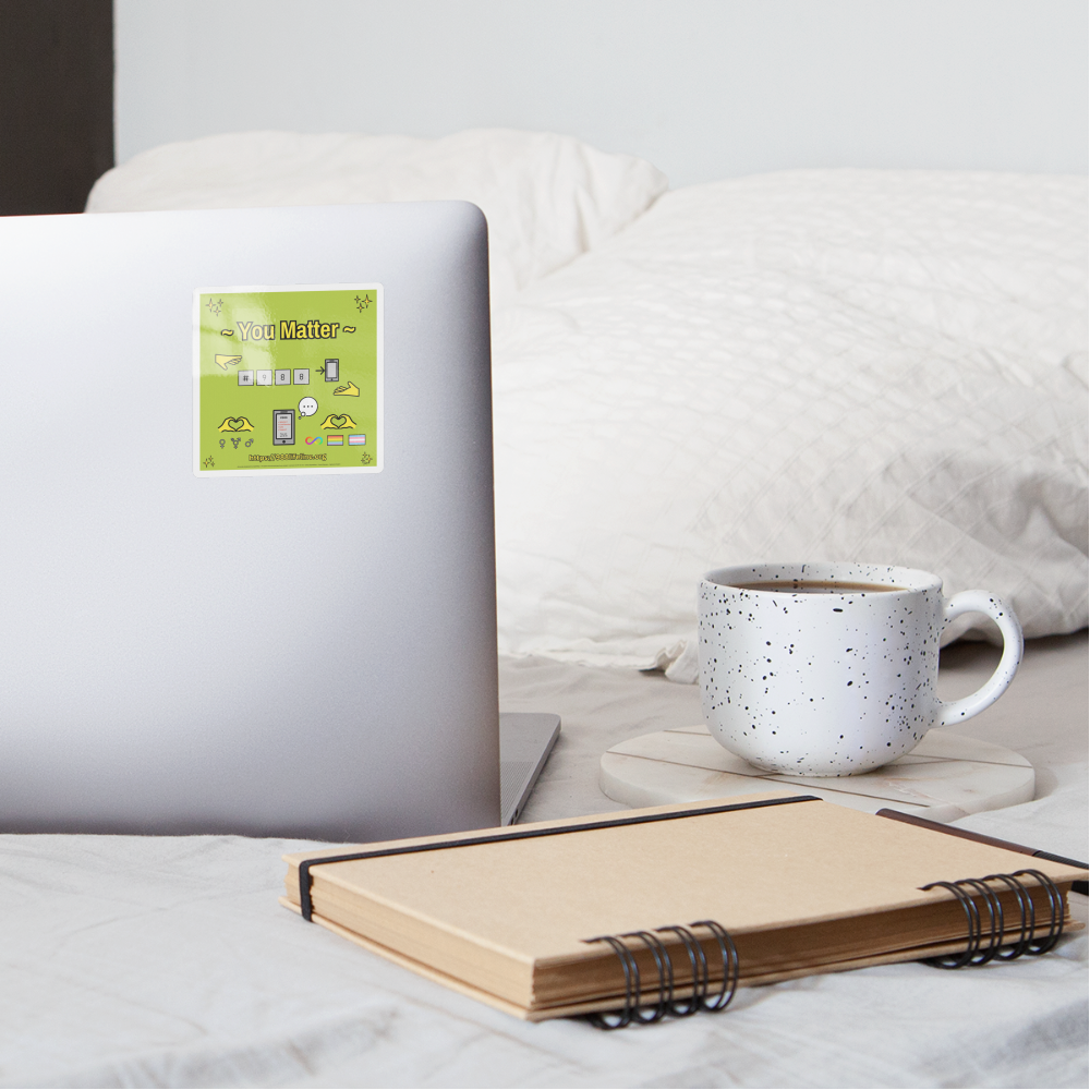 Emoji Expression: ~ You Matter ~ #988 LGBTQIA+ND Moji Sticker (Light Green) - Emoji.Express - white glossy