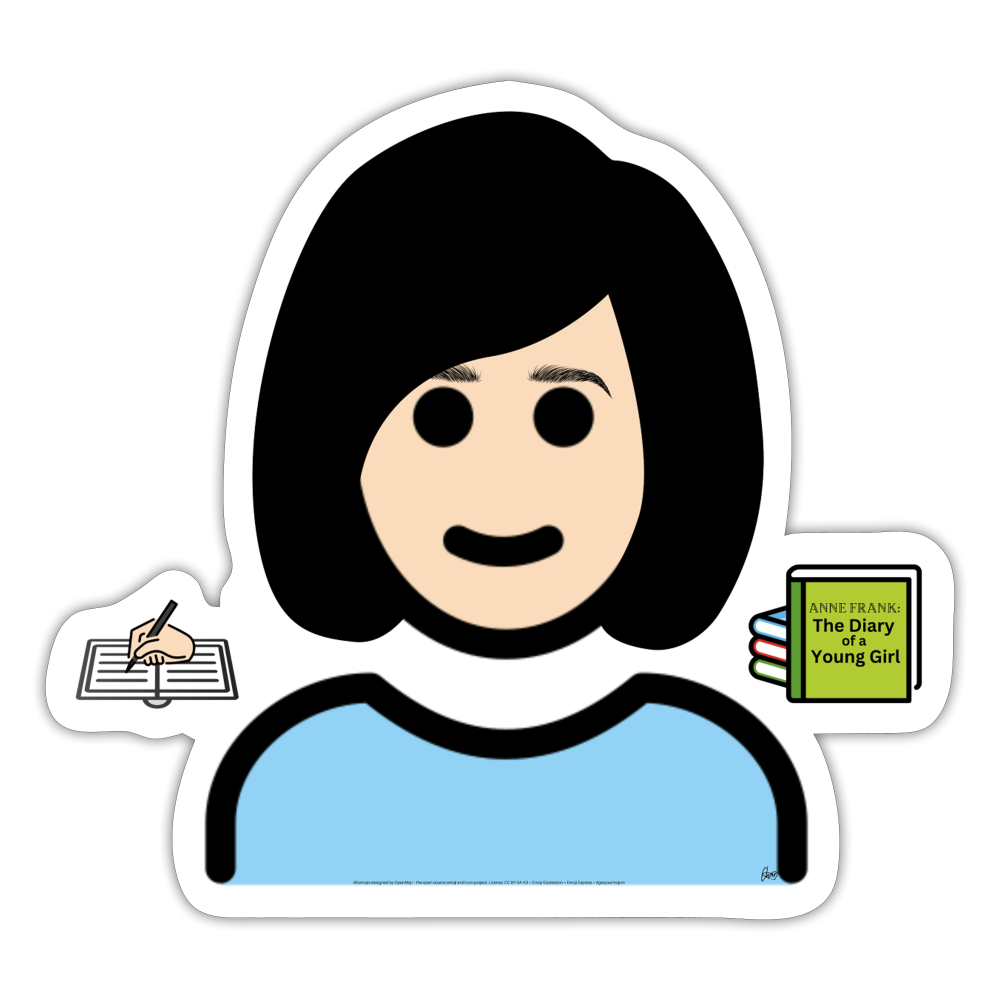 Emoji Expression: Anne Frank Moji Sticker - Emoji.Express - white matte