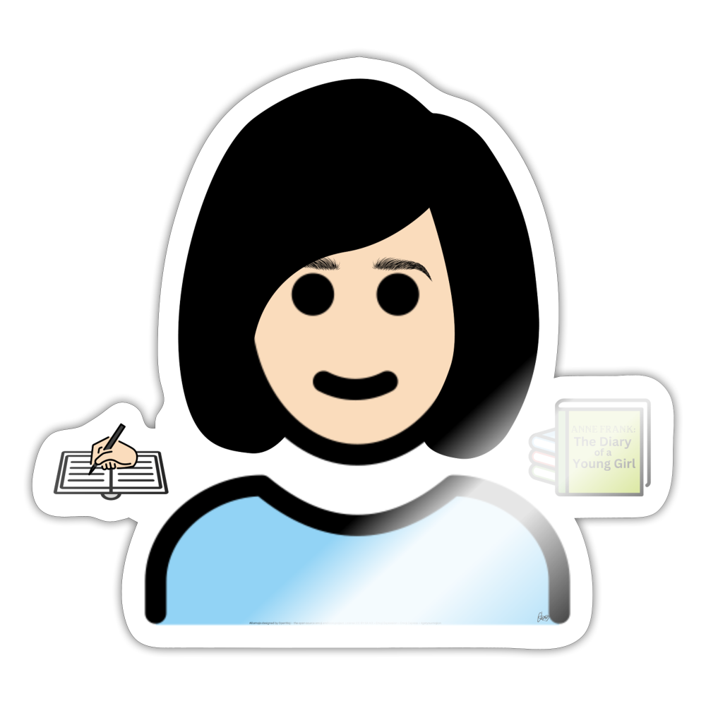 Emoji Expression: Anne Frank Moji Sticker - Emoji.Express - white glossy