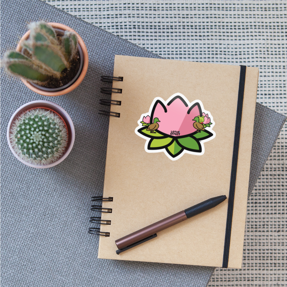 Emoji Expression: The Lotus Effect with Ducks and Frog Moji Sticker - Emoji.Express - white glossy