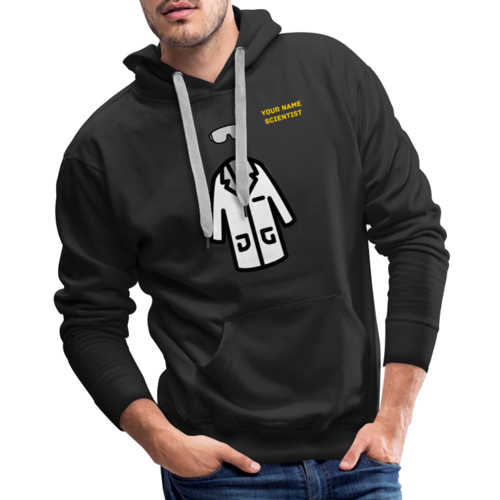 Customizable Lab Coat + Goggles + Name and Title Text Moji Men’s Premium Hoodie - Emoji.Express - black