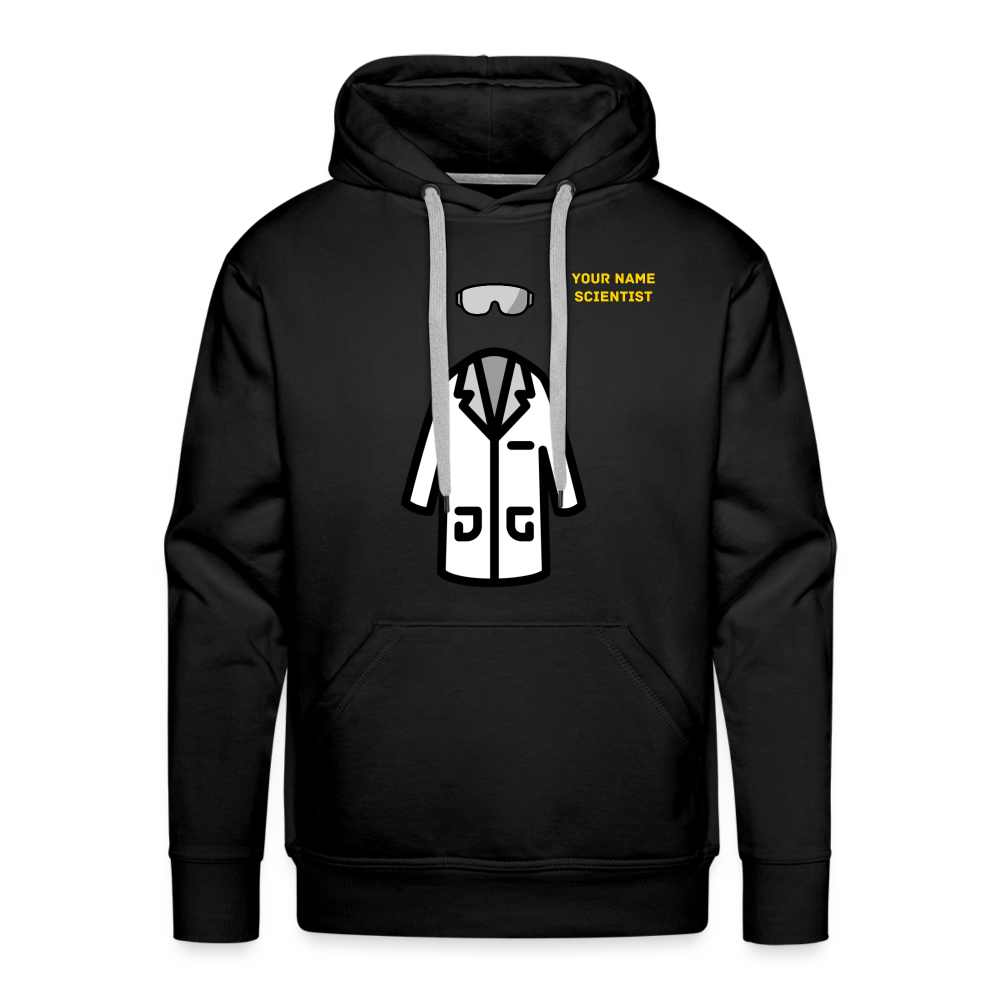 Customizable Lab Coat + Goggles + Name and Title Text Moji Men’s Premium Hoodie - Emoji.Express - black