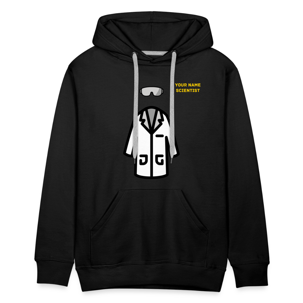 Customizable Lab Coat + Goggles + Name and Title Text Moji Men’s Premium Hoodie - Emoji.Express - black
