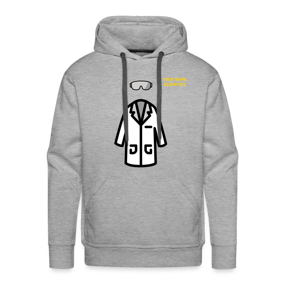Customizable Lab Coat + Goggles + Name and Title Text Moji Men’s Premium Hoodie - Emoji.Express - heather grey
