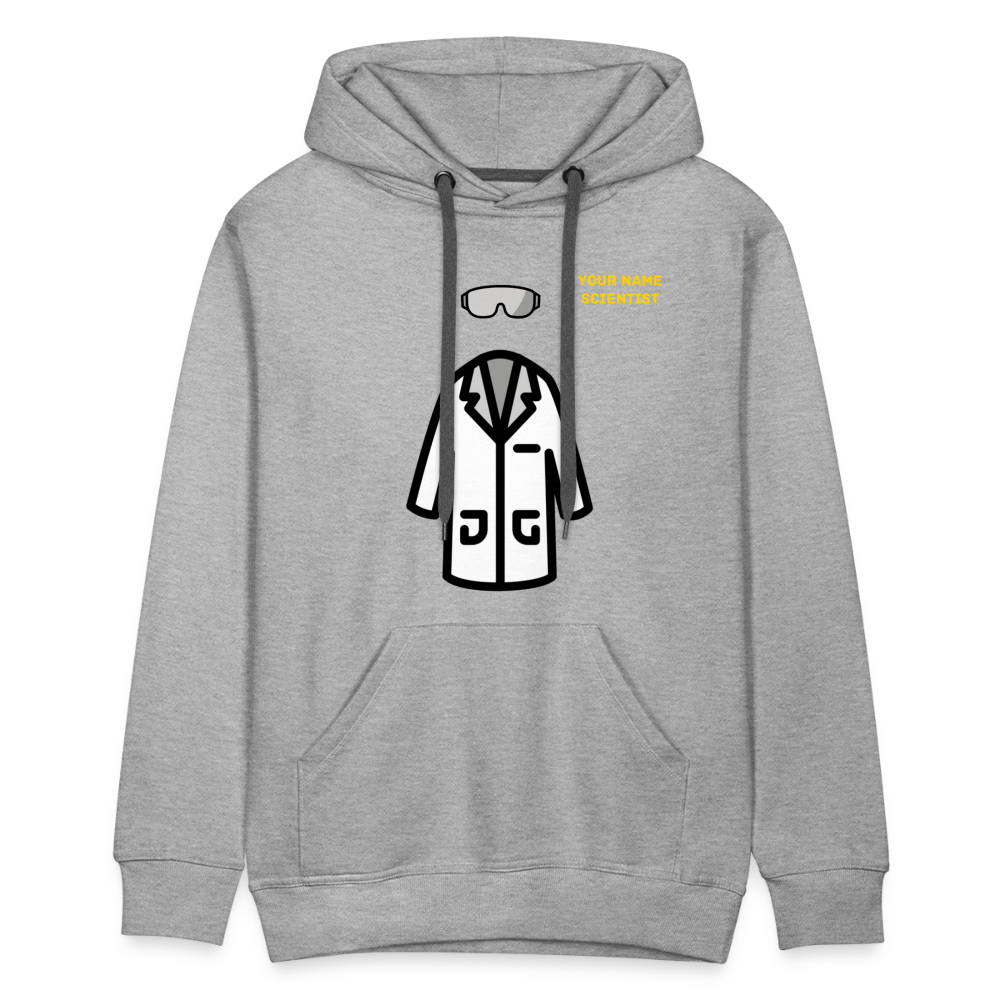 Customizable Lab Coat + Goggles + Name and Title Text Moji Men’s Premium Hoodie - Emoji.Express - heather grey