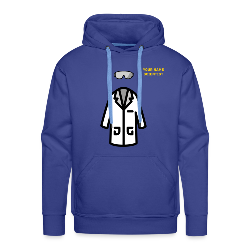 Customizable Lab Coat + Goggles + Name and Title Text Moji Men’s Premium Hoodie - Emoji.Express - royal blue