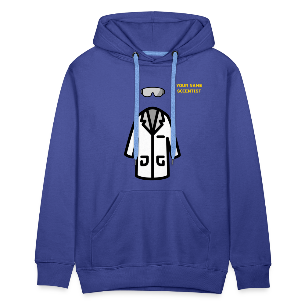 Customizable Lab Coat + Goggles + Name and Title Text Moji Men’s Premium Hoodie - Emoji.Express - royal blue