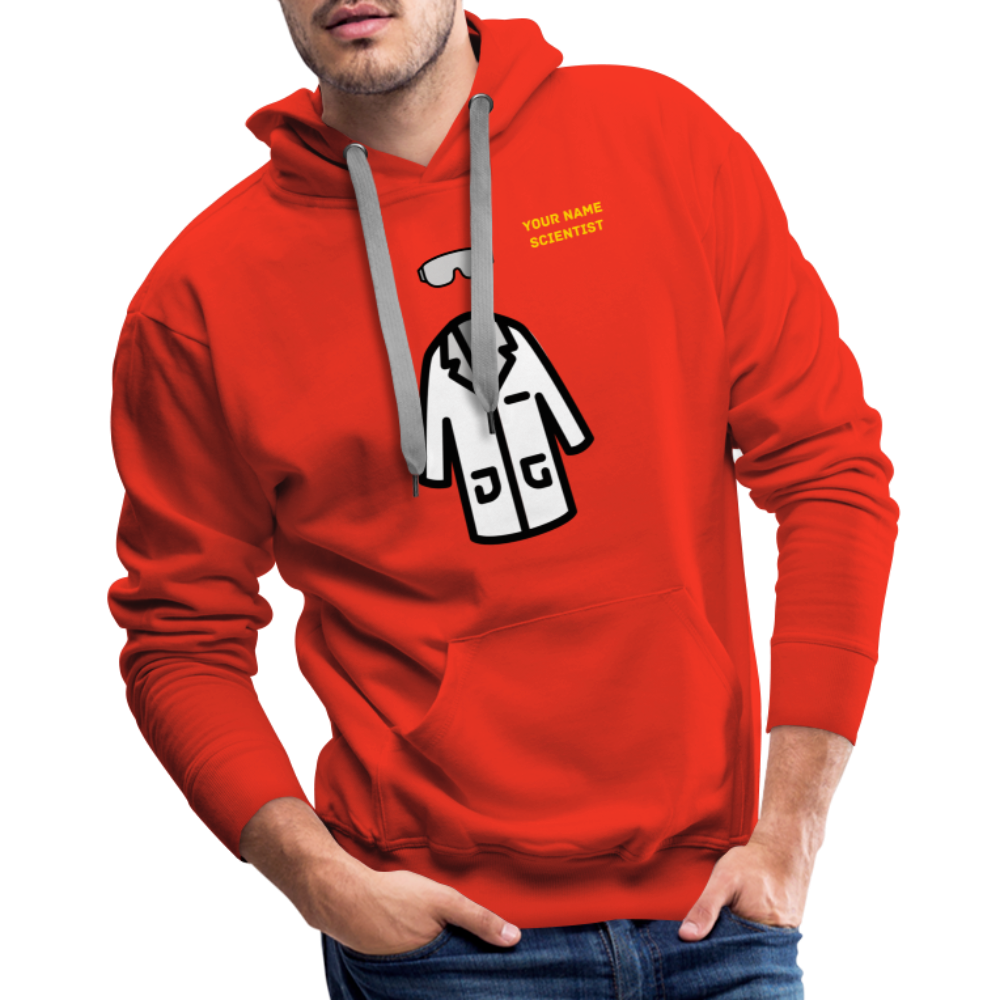 Customizable Lab Coat + Goggles + Name and Title Text Moji Men’s Premium Hoodie - Emoji.Express - red