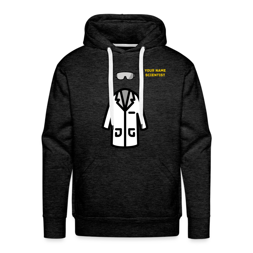 Customizable Lab Coat + Goggles + Name and Title Text Moji Men’s Premium Hoodie - Emoji.Express - charcoal grey