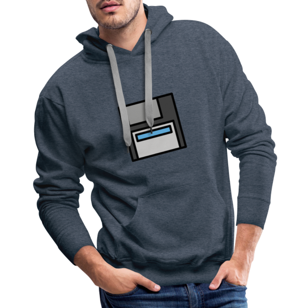 Customizable Floppy Disk Moji Men’s Premium Hoodie - Emoji.Express - heather denim