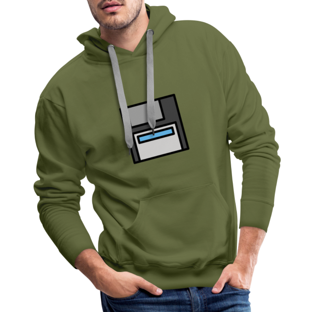 Customizable Floppy Disk Moji Men’s Premium Hoodie - Emoji.Express - olive green