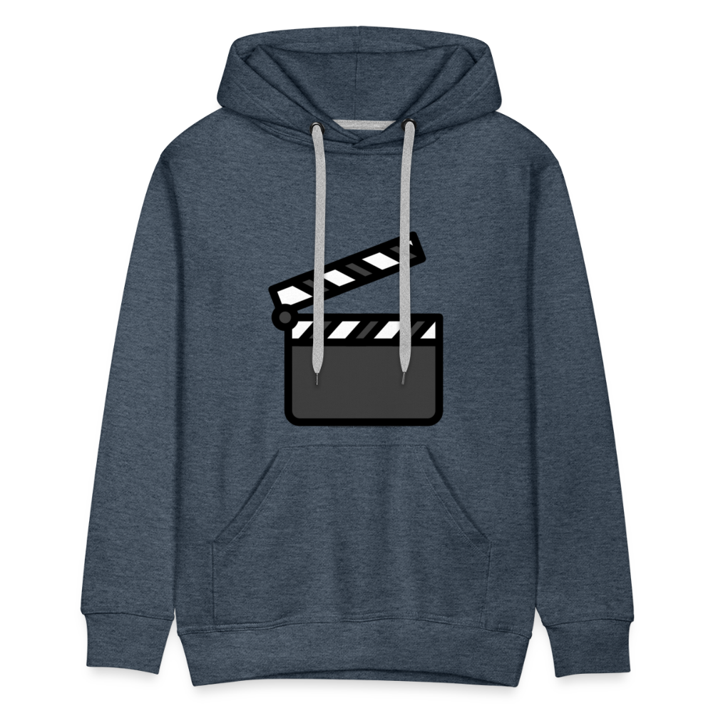 Customizable Clapper Board Moji Men’s Premium Hoodie - Emoji.Express - heather denim