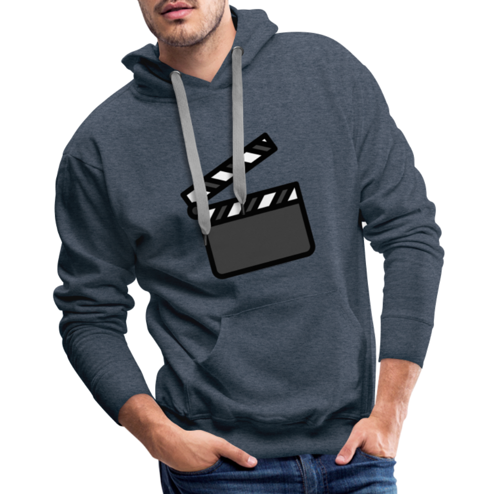 Customizable Clapper Board Moji Men’s Premium Hoodie - Emoji.Express - heather denim
