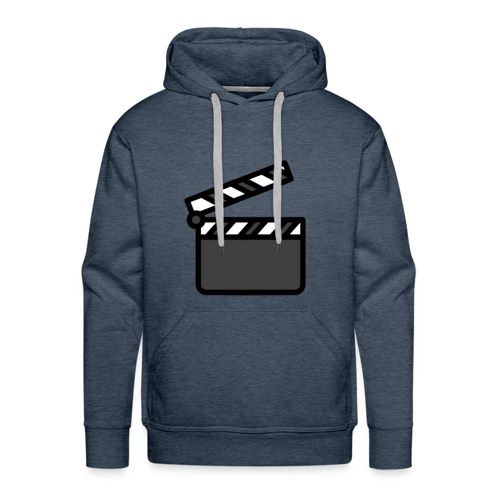 Customizable Clapper Board Moji Men’s Premium Hoodie - Emoji.Express - heather denim
