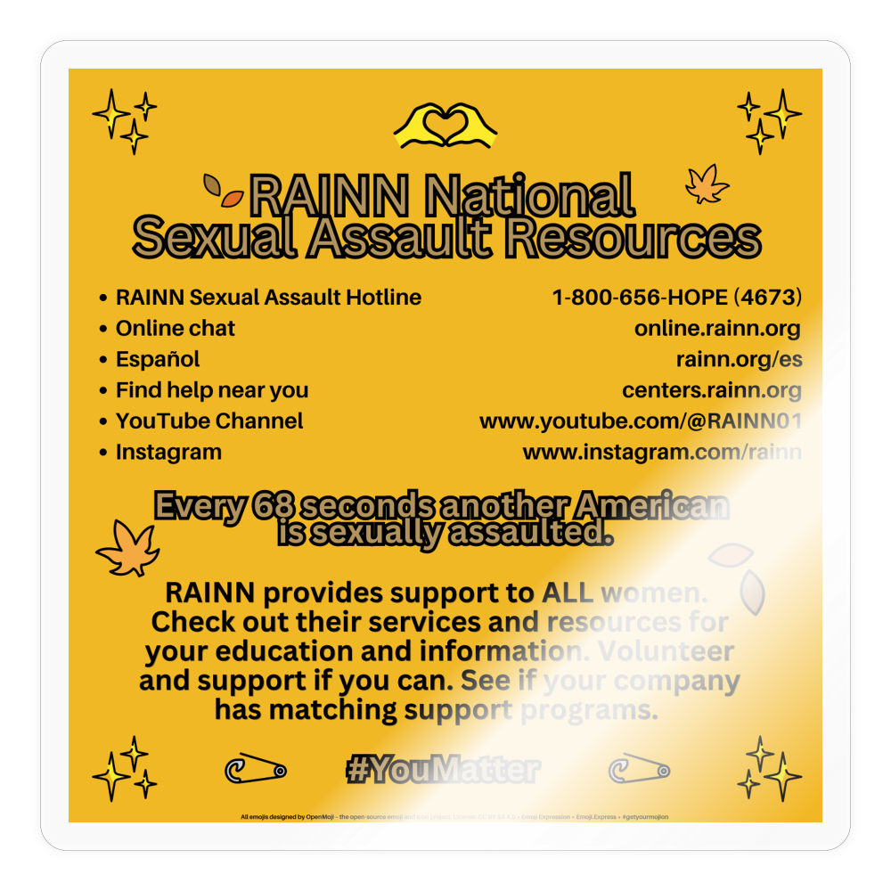 Emoji Expression: RAINN Sexual Assault Resources ~ You Matter ~ Moji Sticker (Yellow) - Emoji.Express - transparent glossy