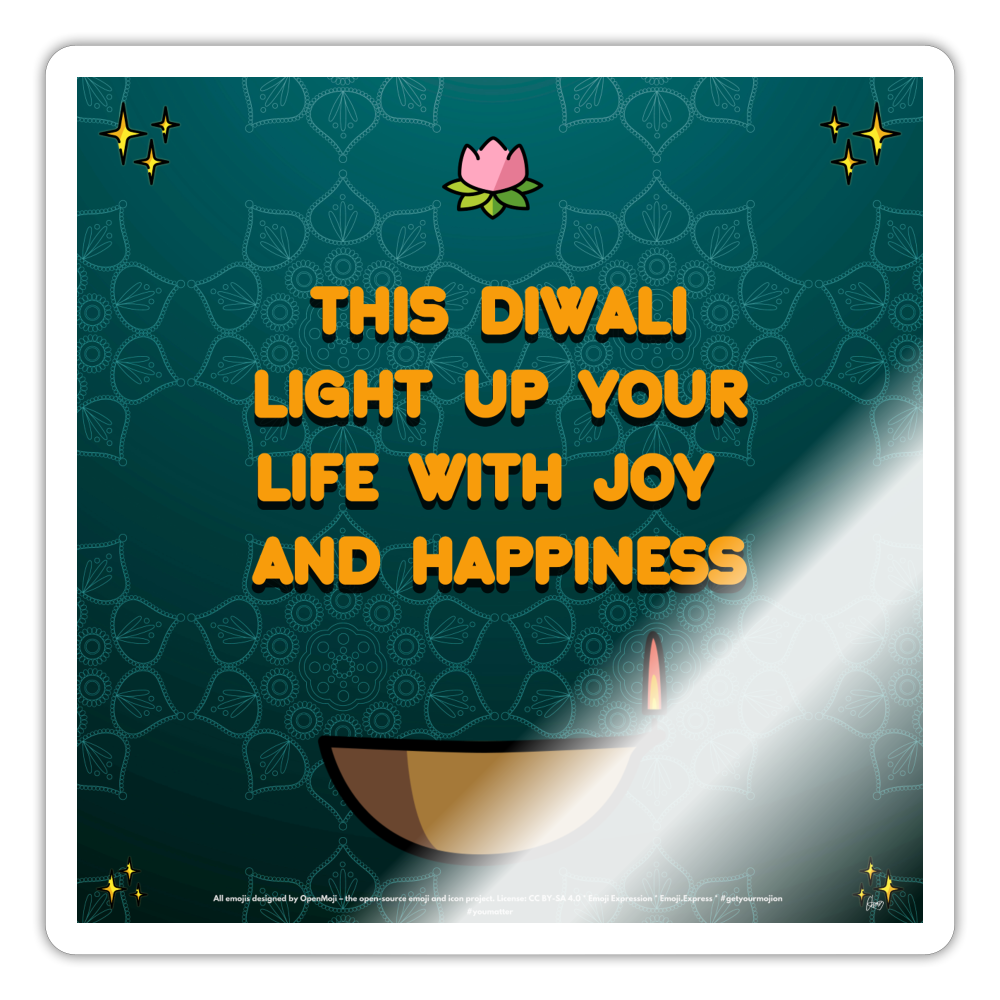 Emoji Expression: Diwali Celebration (Teal) Moji Sticker - Emoji.Express - white glossy