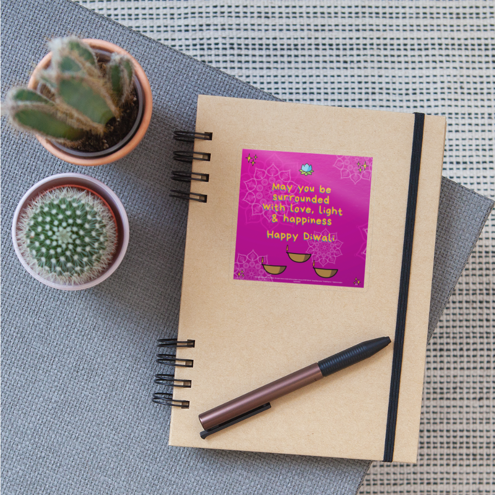 Emoji Expression: Diwali Celebration (Purple) Moji Sticker - Emoji.Express - transparent glossy