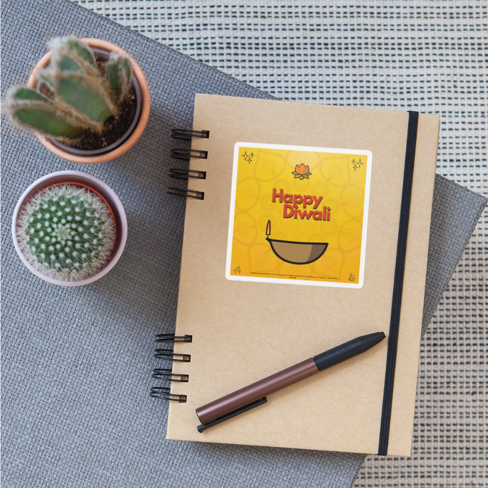 Emoji Expression: Diwali Celebration (Yellow) Moji Sticker - Emoji.Express - white matte