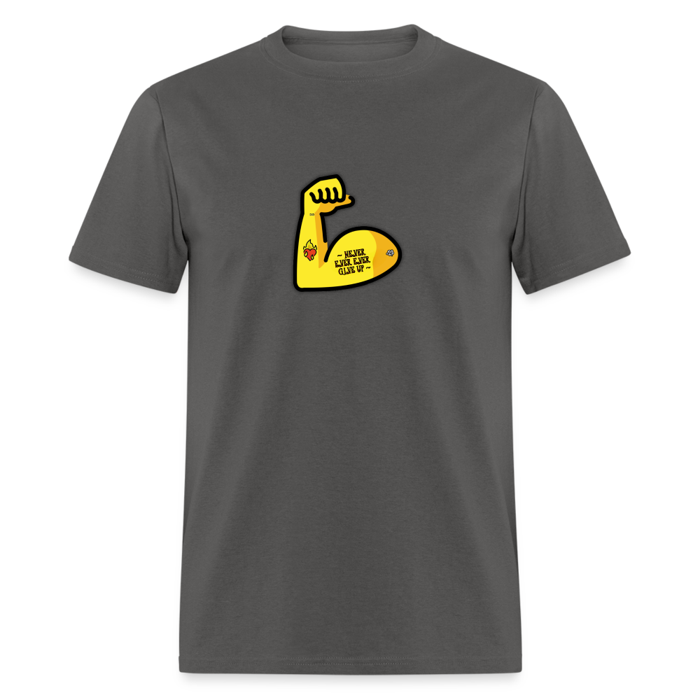 Customizable Emoji Expression: Never, Ever Ever Give Up Tattoo'd Bicep Moji Unisex Classic T-Shirt - Emoji.Express - charcoal