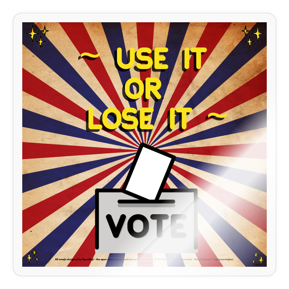 Emoji Expression: Use It or Lose It Ballot Box with Ballot VOTE Sticker - Emoji.Express - transparent glossy