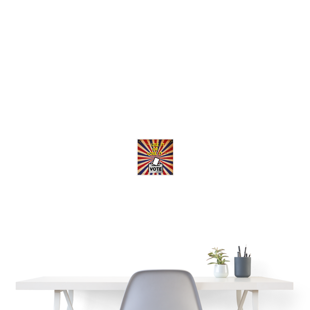 Emoji Expression: Use It or Lose It Ballot Box with Ballot VOTE Poster 8x8 - Emoji.Express - white
