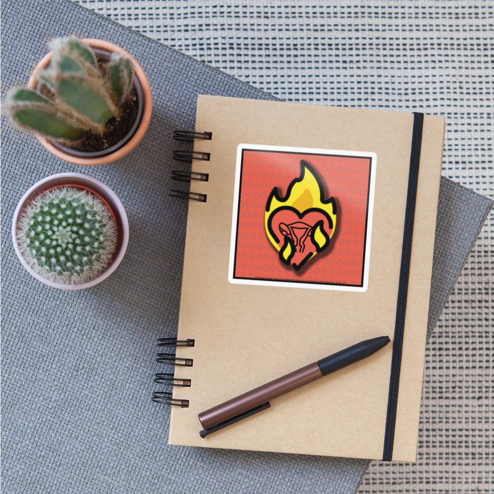 Emoji Expression: Roe v Wade Heart on Fire Sticker - Emoji.Express - white glossy