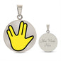 Vulcan Salute Silver Necklace Engraved