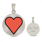 Red Heart Silver Necklace Engraved