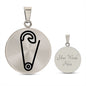 Safety Pin Silver Necklace Engraved