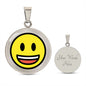 Grinning Face with Big Eyes Moji Luxury Pendent Necklace - Emoji.Express (Engravable)